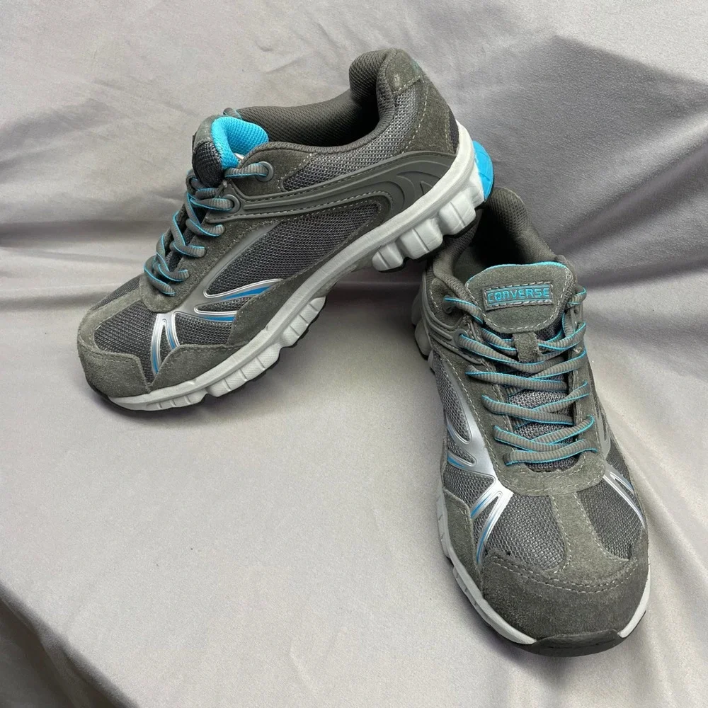 Converse Steel Toe Work Shoes‎ Womens Gray Blue Suede Mesh Safety Sneakers C1910